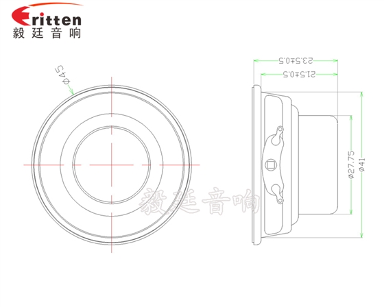 4Ω8W45mm藍牙音響喇叭成品圖