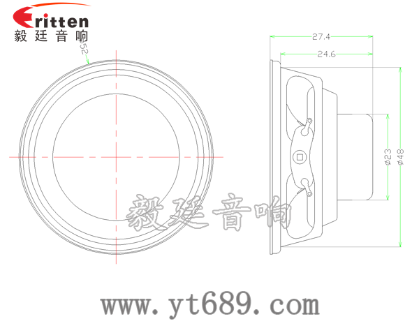 52mm 4Ω5w16芯全頻喇叭成品圖