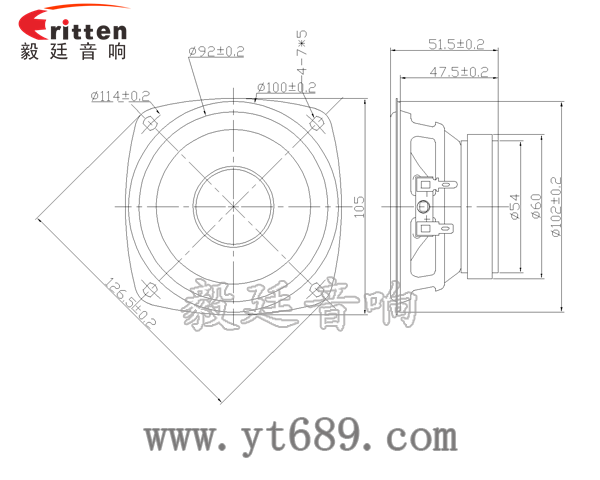 4寸4Ω10w中低音喇叭成品圖