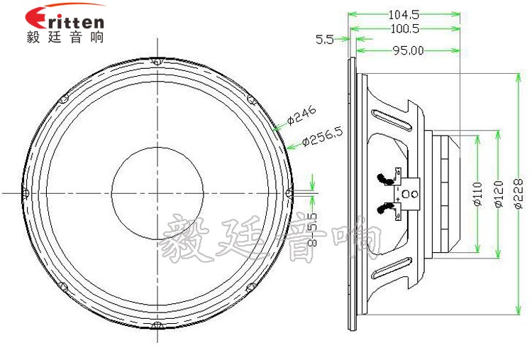 10寸75瓦50芯重低音喇叭成品圖